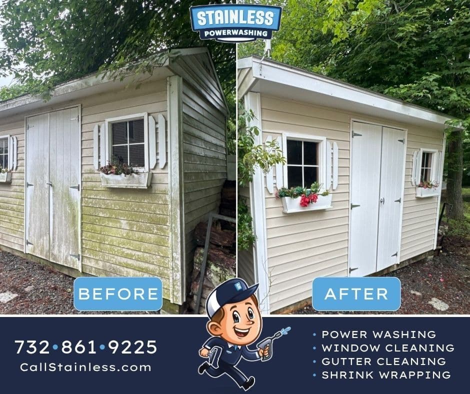 Soft Washing a Shed in Holmdel NJ Back to Bright White image