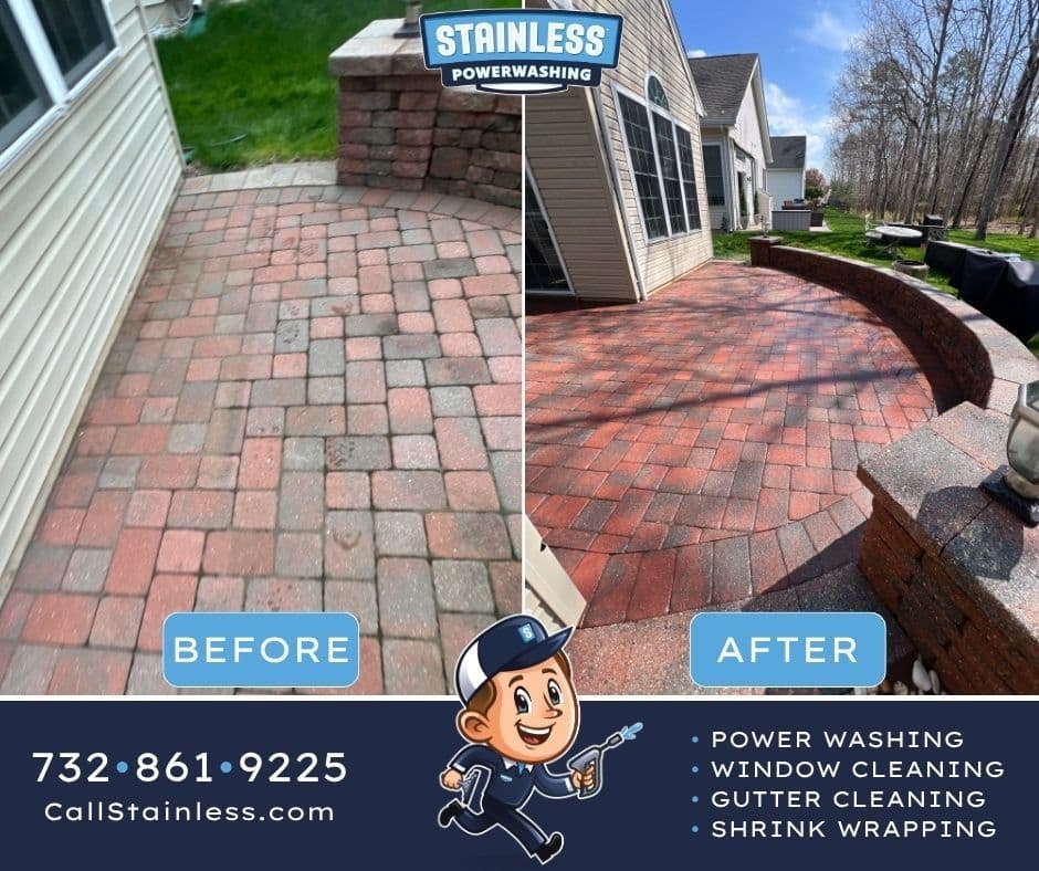 Brick Patio Power Washing in Marlboro NJ image