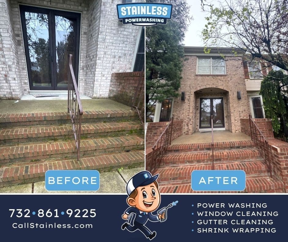 Brick Entrance Power Wash Brings Back the Curb Appeal in Red Bank NJ image