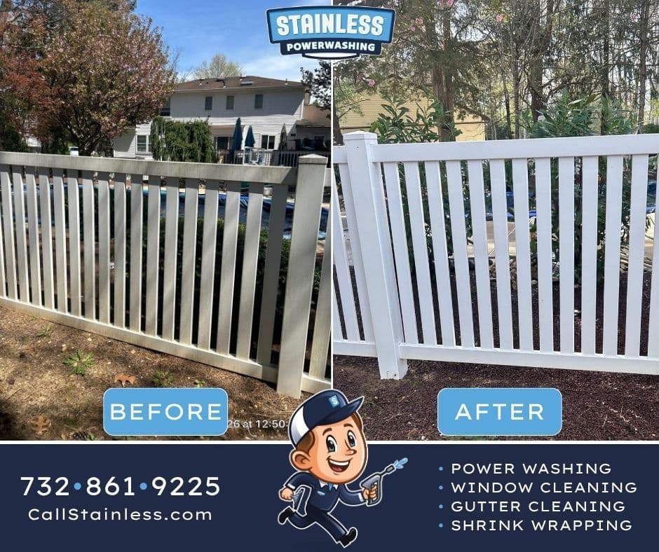 Vinyl Fence Power Washing in Marlboro NJ Goes From Grimy to Bright