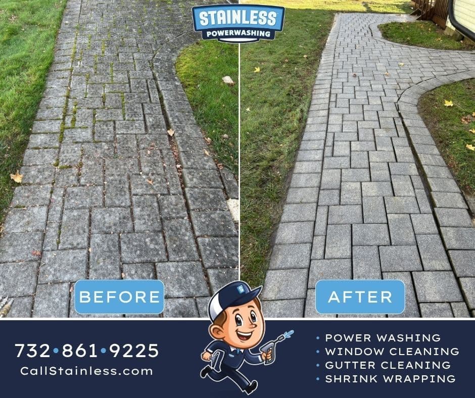Paver Walkway Cleaning in Manasquan NJ - Moss and Stains Gone image