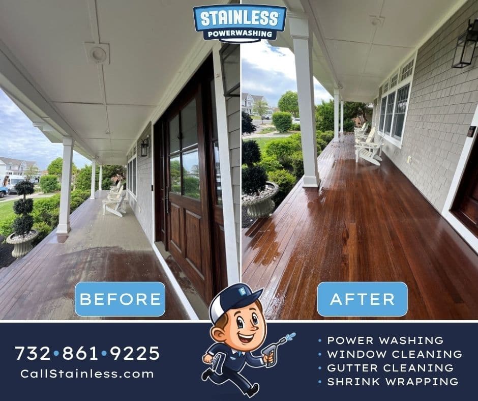 Porch Power Wash Brings Back the Wood Grain in Millstone image