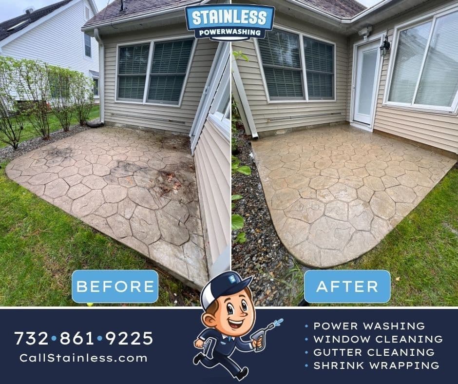 Stamped Concrete Patio Cleaning in Freehold NJ image