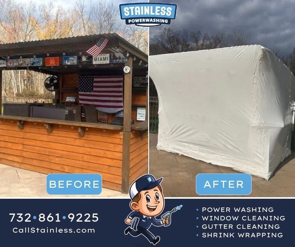 Project Patio Bar Shrink Wrapped for Winter in Normandy Beach NJ image