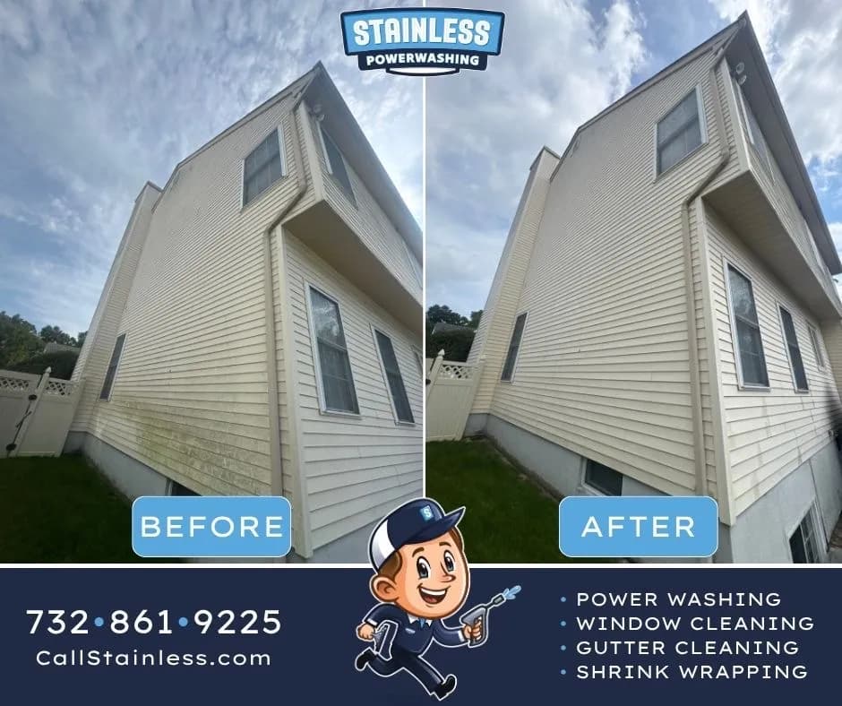 Project Vinyl Siding House Wash Knocks Out Green Algae in Freehold NJ image