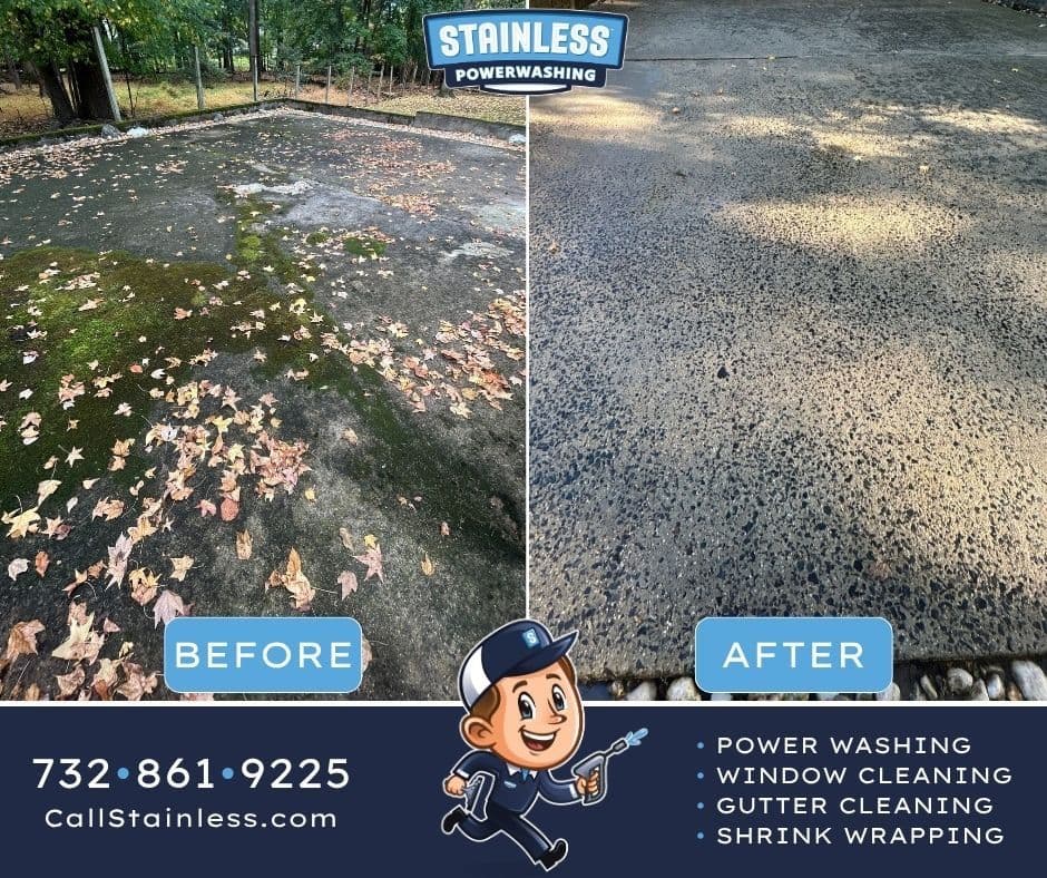 Moss-Covered Driveway Gets a Complete Power Wash Turnaround image