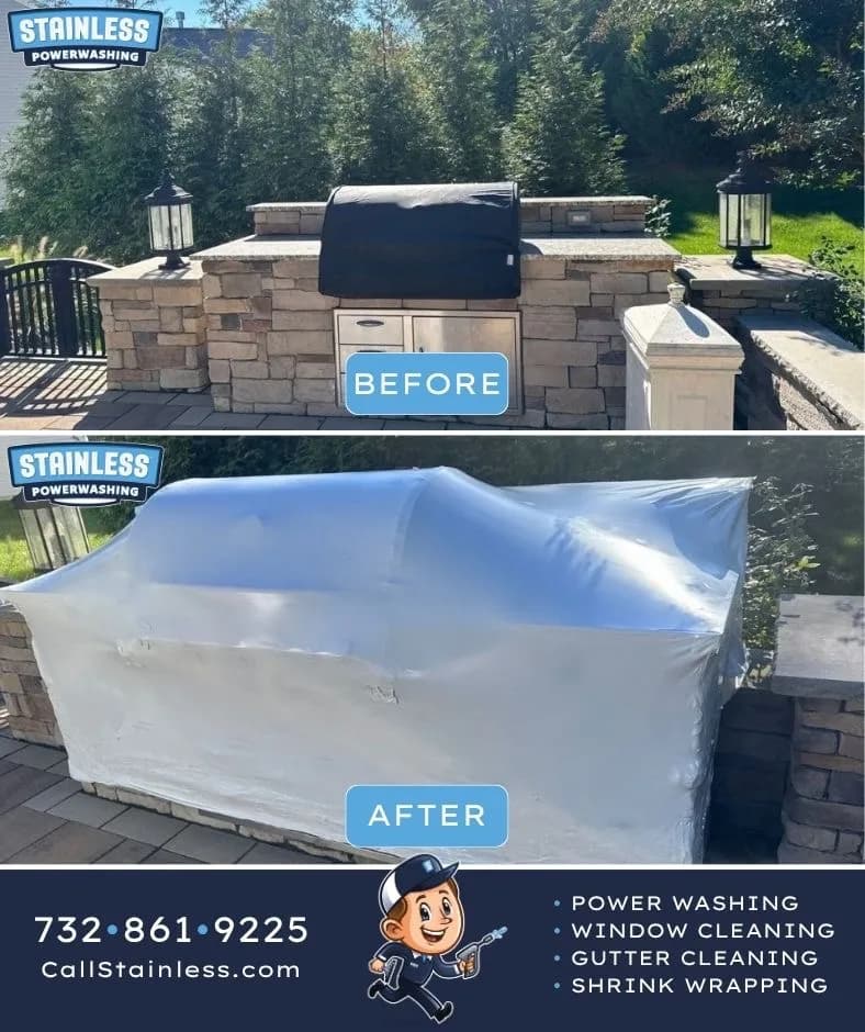 Outdoor Kitchen Shrink Wrapped for Winter in Chadwick Beach image